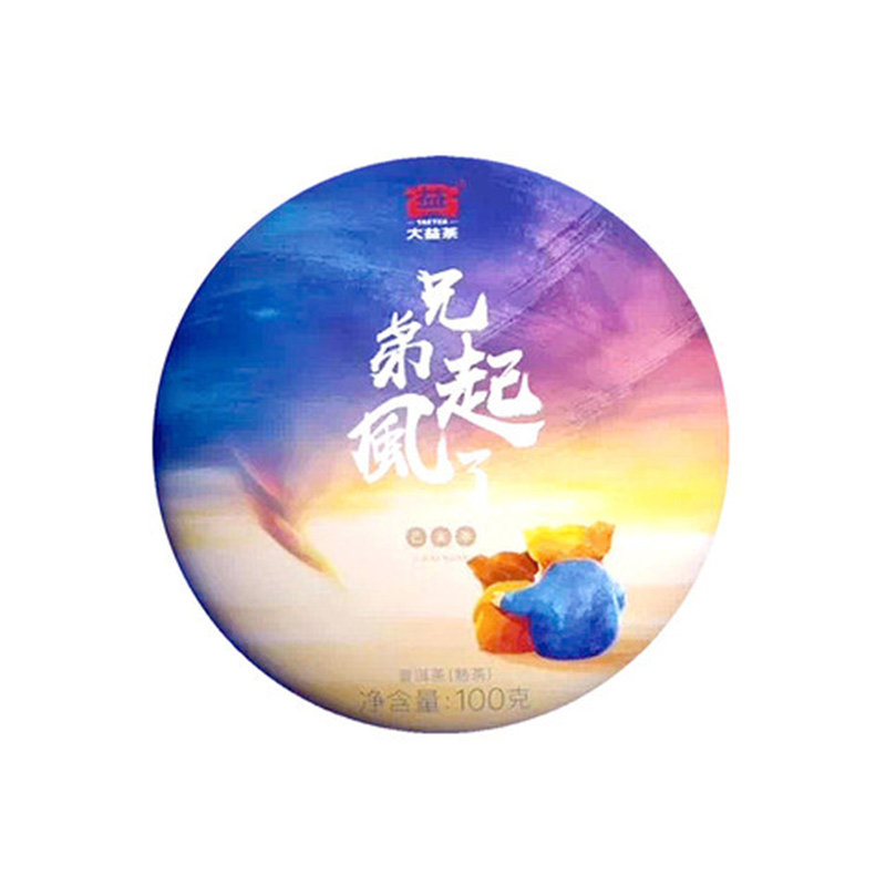 大益普洱茶熟茶2019年兄弟起风了100克/饼500克/盒猪年生肖饼茶叶