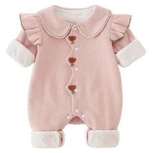 婴儿衣服春装宝宝连体套装薄绒0一1周岁6七8九10个月女宝童装秋冬