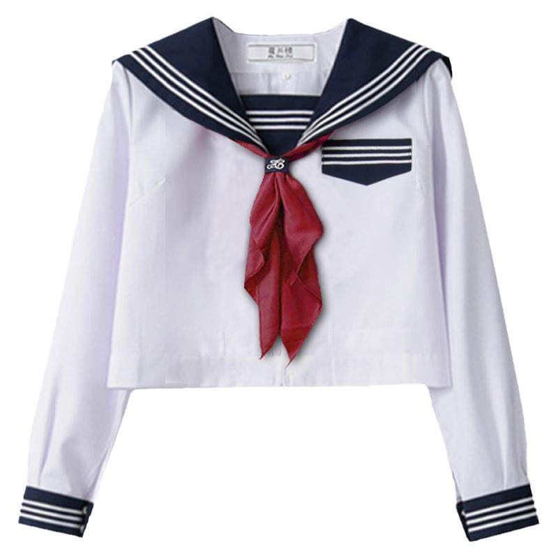 基础款满襟线水手服关东襟白三本