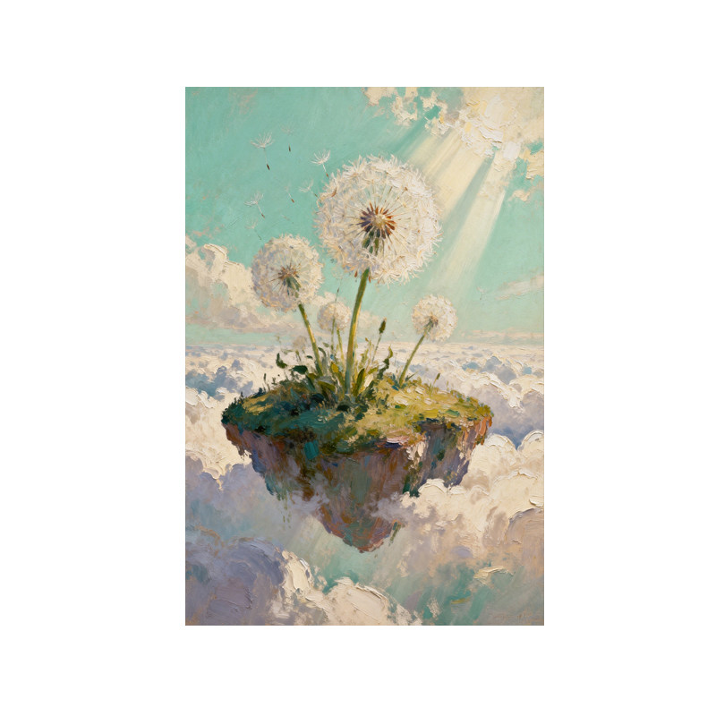 可班手绘油画云端蒲公英客厅挂画
