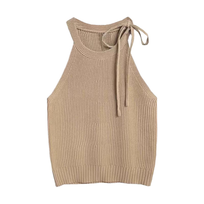 赵露思同款挂脖针织系带背心女