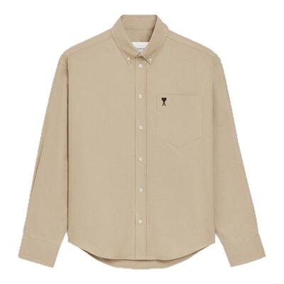 【春夏新品】Ami Paris 男士平纹牛津棉ADC爱心阔版长袖衬衫