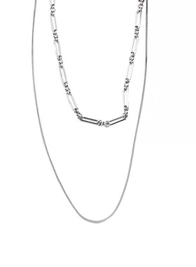 原创设计风拼接双层钛钢毛衣链