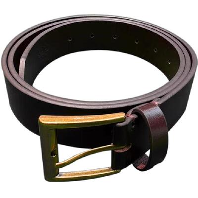 NE复古棕色加长皮带头层牛皮腰带