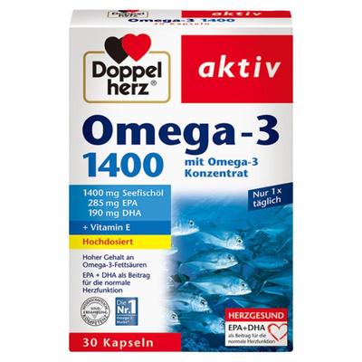 德国双心高浓缩深海鱼油omega3软胶囊30粒无腥味1400mg浓缩DHA
