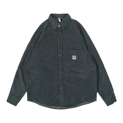 工作室灯芯绒情侣翻领学生衬衣