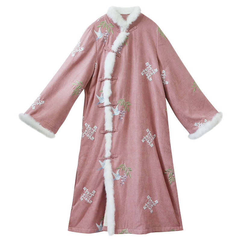 国风刺绣立领保暖棉服女冬季外套