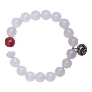 梦克拉S925银玛瑙手链 云间月 红玉髓白玉髓手串