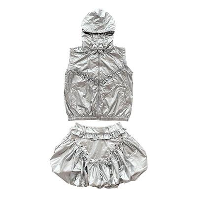 OOURSLAB 银色机能上下套装无袖背心连帽外套花边云朵半裙25夏新