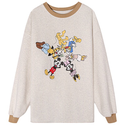 今屿花花灰色加绒卫衣女