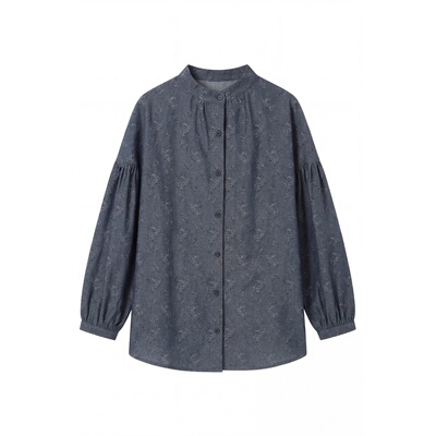 提花设计立领纯棉通勤百搭衬衫女