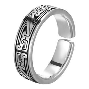 祥瑞上古神兽蟠螭纹戒指男士霸气个性复古风做旧小众国潮指环食指