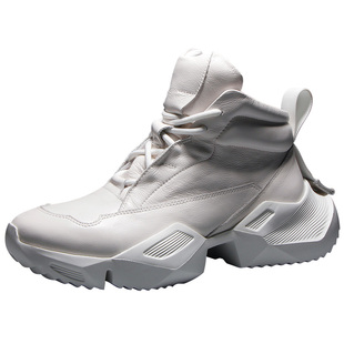 欧洲站2025冬季加绒保暖老爹鞋男士厚底运动鞋马丁靴真皮百搭男鞋