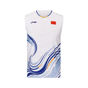 李宁羽毛球服新款无袖背心国青队大赛服男款透气速干男款运动上衣