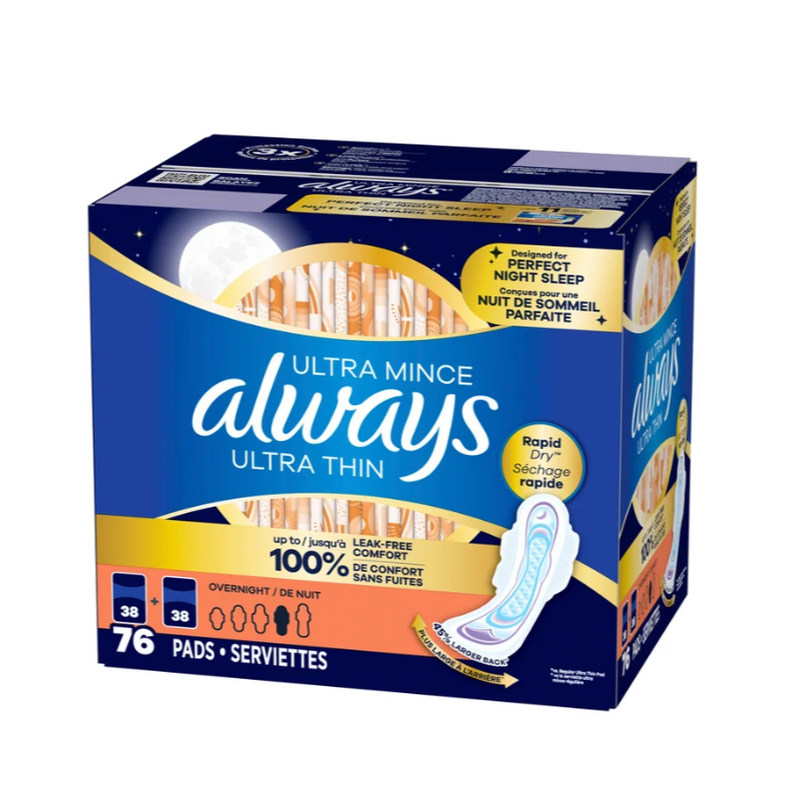 Always极薄加长夜用卫生巾76片装