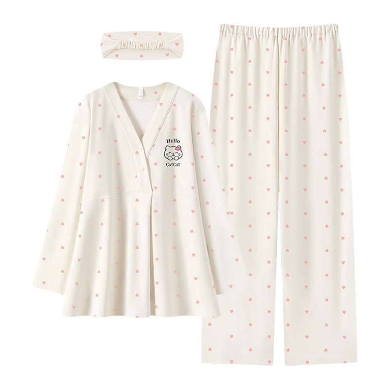 带胸垫夏季月子服纯棉孕妇睡衣