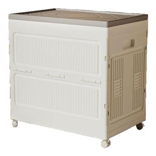 玩具收纳箱超大容量折叠翻盖整理箱带滑轮阳台防尘衣物被储物柜子