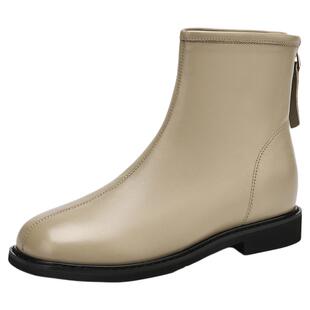 星期六短靴女2025新款秋冬真皮气质瘦瘦靴黑色加绒切尔西靴高级感