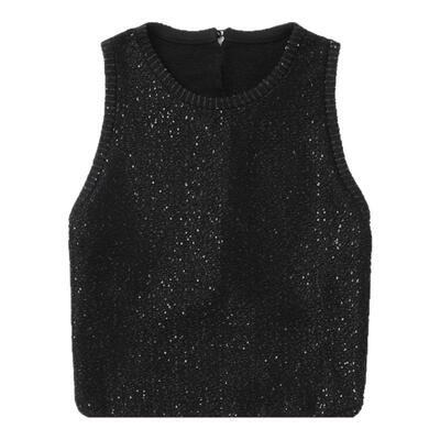 IT亮片缀饰露背短背心