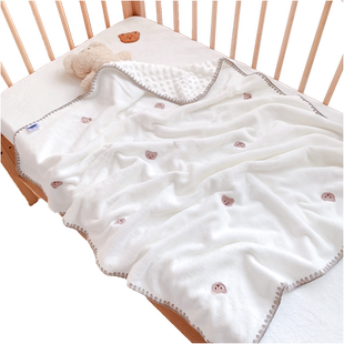 婴儿盖毯ins豆豆绒毛毯新生儿童安抚睡毯幼儿园法兰绒午睡毯秋冬