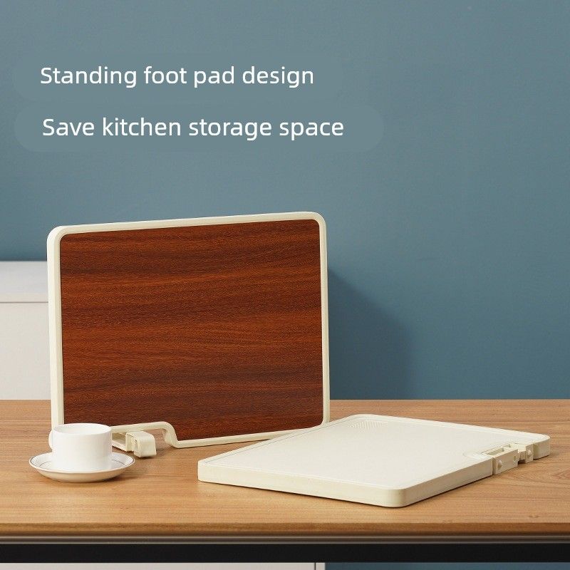 厨房双面菜板可站立带磨刀石防霉防潮乌檀木纹背面塑料家用砧板