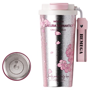 英国Bemega纯钛樱花保温杯女士咖啡杯高颜值2025新款马克水杯子男