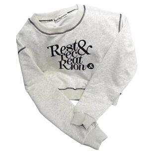韩国RestandRecreation圆领卫衣RR字母印花宽松纯棉长袖短款外套