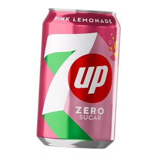 英国进口 七喜粉色柠檬味汽水无糖碳酸饮料汽水饮品罐装330ml*6罐