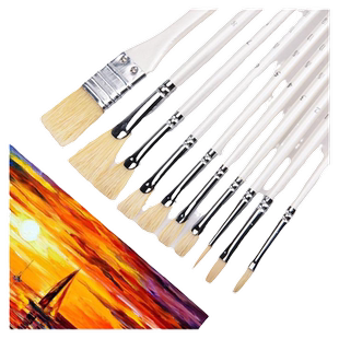 青竹水粉笔套装猪鬃尼龙狼毫毛美术专用油画笔丙烯笔颜料画笔流光白单支水彩笔平峰笔扇形笔勾线笔画材旗舰店