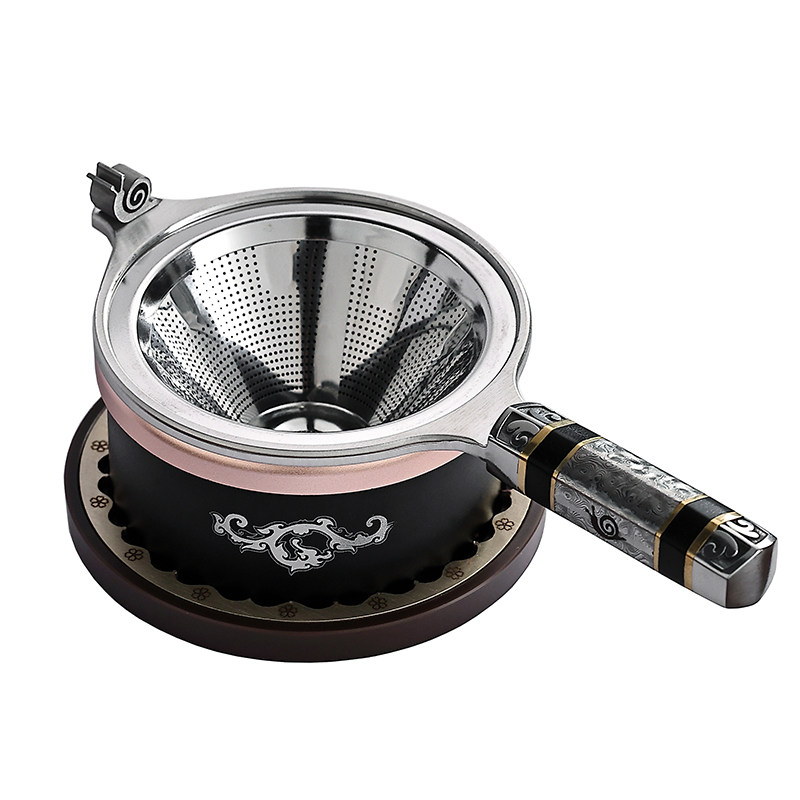 大马士革钢祥银王者茶漏茶滤器
