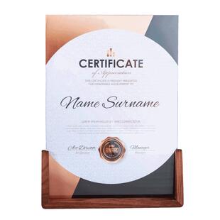 U形高档黑胡桃木授权证书荣誉证书奖状裱框亚克力a4实木透明相框摆台会员证聘书制作定制横款竖款获奖证书框