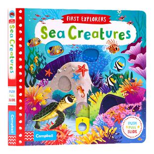 英文原版绘本 First Explorers Sea Creatures 海洋生物幼儿童启蒙科普绘本 机关操作活动纸板玩具书 亲子阅读小小探险家系列
