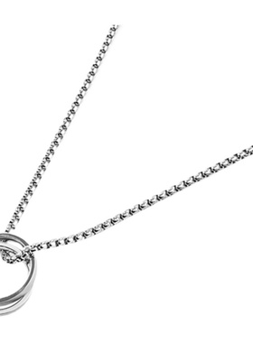 情侣简约相扣双环戒指钛钢饰品