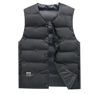 新款男士羽绒马甲秋冬加厚保暖爸爸装中老年V领背心内外穿白鸭绒