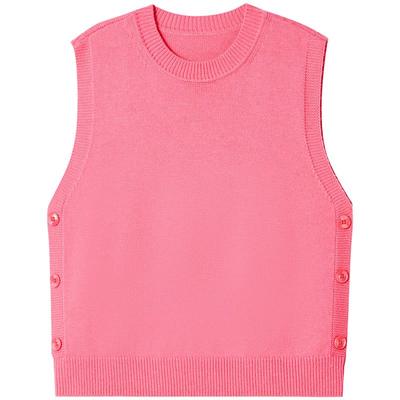 ToyzY羊毛混纺粉色叠穿毛织背心