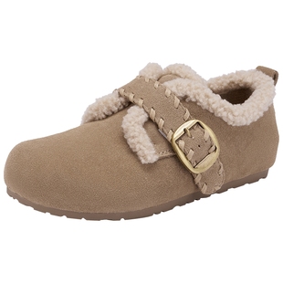 热风勃肯风雪地靴女2025年冬季新款休闲加绒棉鞋百搭毛毛鞋女鞋子