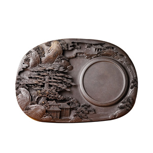 荣宝斋孤品山水端砚砚台毛笔书法国画墨锭墨汁文房四宝原石精雕手工精品端砚收藏品礼盒