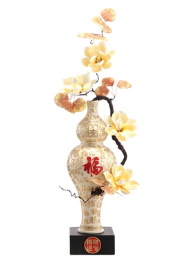 庆拓高级感中式葫芦花瓶摆件客厅家居插花玄关酒店电视柜装饰礼品