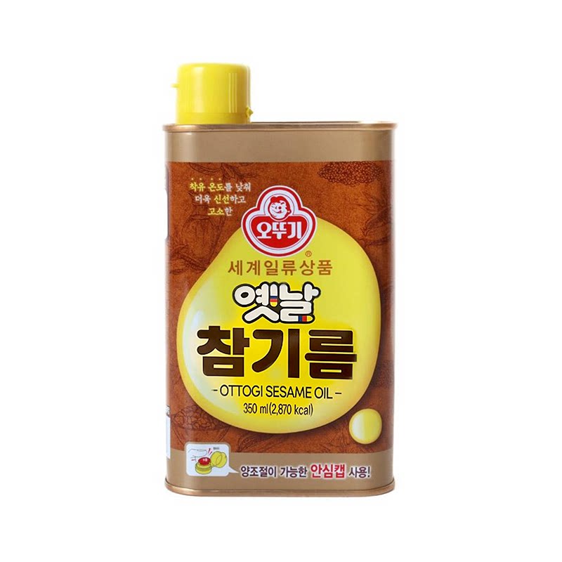 不倒翁 铁罐装韩国纯正芝麻油350ml炒菜烹饪葱油拌面增香芝麻香油