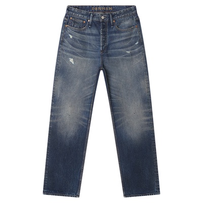DENHAM2025年新品男士时尚猫须做旧磨破宽松直筒中腰牛仔裤DAGGER