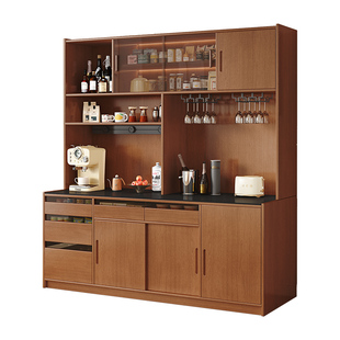 实木酒柜客厅靠墙展示柜家用置物架玻璃门酒柜2025新款边柜茶水柜