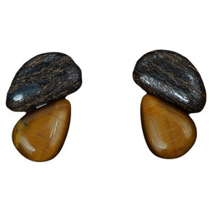 OLIO E ACETO油醋汁·纯银幽光耳环 虎眼石玛瑙