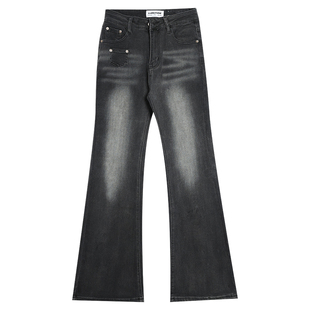 橘子树在哪儿浅色复古蓝弹力柔软牛仔喇叭裤女春秋修身显瘦微喇裤