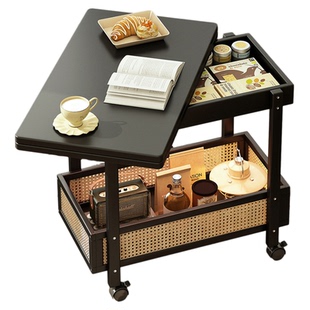 中古风可移动茶几沙发边几柜床头小桌子小户型折叠推车客厅置物架