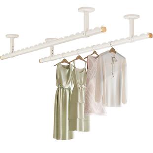 比人晾衣杆衣架墙上固定式阳台白色顶装吊挂晒衣杆一单根实心室内