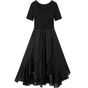 太平鸟女装夏季松软棉弹透气收腰X型拼接连衣裙A1FAF2749