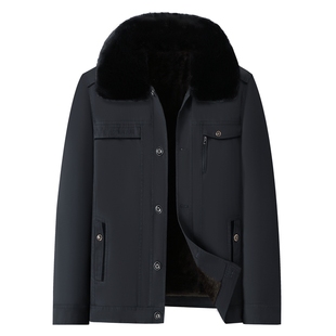 中年爸爸冬装纯棉棉衣加绒加厚款冬季棉服中老年人男士夹克衫外套