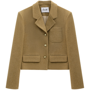 达佳诗教资面试灰色毛呢西装外套女冬正装加厚通勤半裙职业套装女