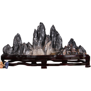 定制灵璧石壁龛摆件送礼山水奇石真石书柜摆件玄关摆件背有靠山石