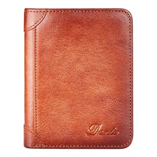 复古真皮夹钱包男纯牛皮三折短款拉链卡包钱包二合一证件包零钱包